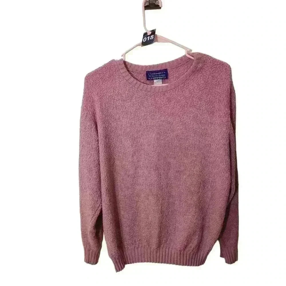 Vintage  willow ridge mauve pink knit sweater 80's vibe long sleeve size large